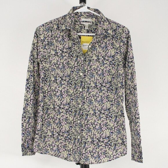 J. Crew Perfect Lilac Liberty Fabric Wiltshire Blueberry Print Button Down Sz 0 - Picture 1 of 11